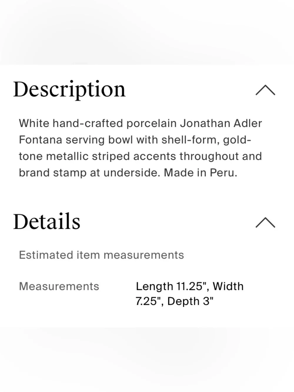 Jonathan Adler Fontana White and Gold Striped Leaf Bowl